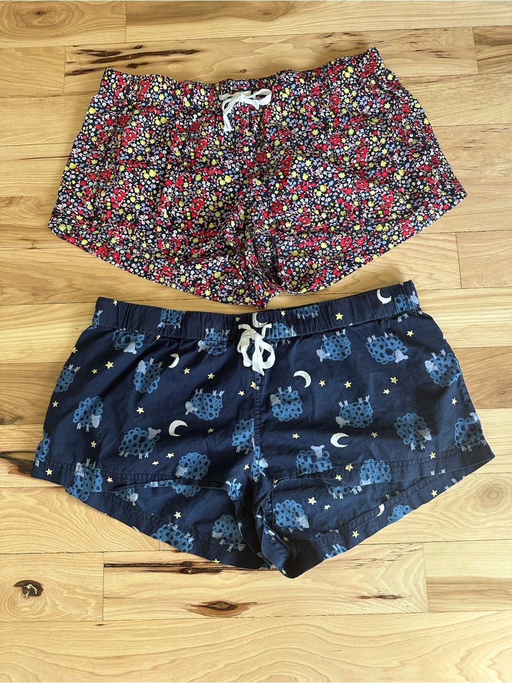 J. Crew Floral Red and Navy Cotton Lounge/PJ Shorts - Pack of 2